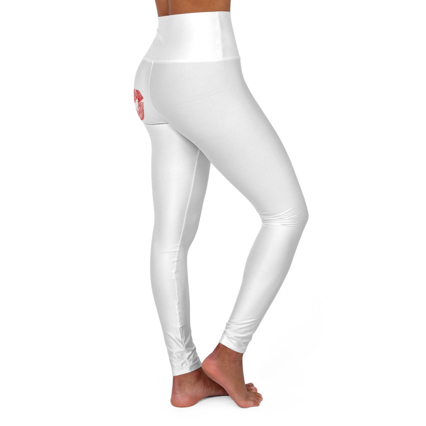 Kiss White High Waisted Yoga Leggings (AOP)