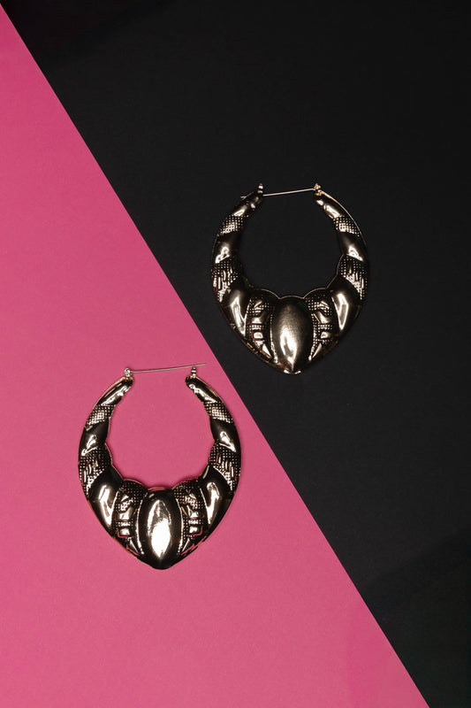 Textured Gold Teardrop Hoops