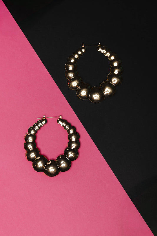 Gold Circle Round Retro Hoops