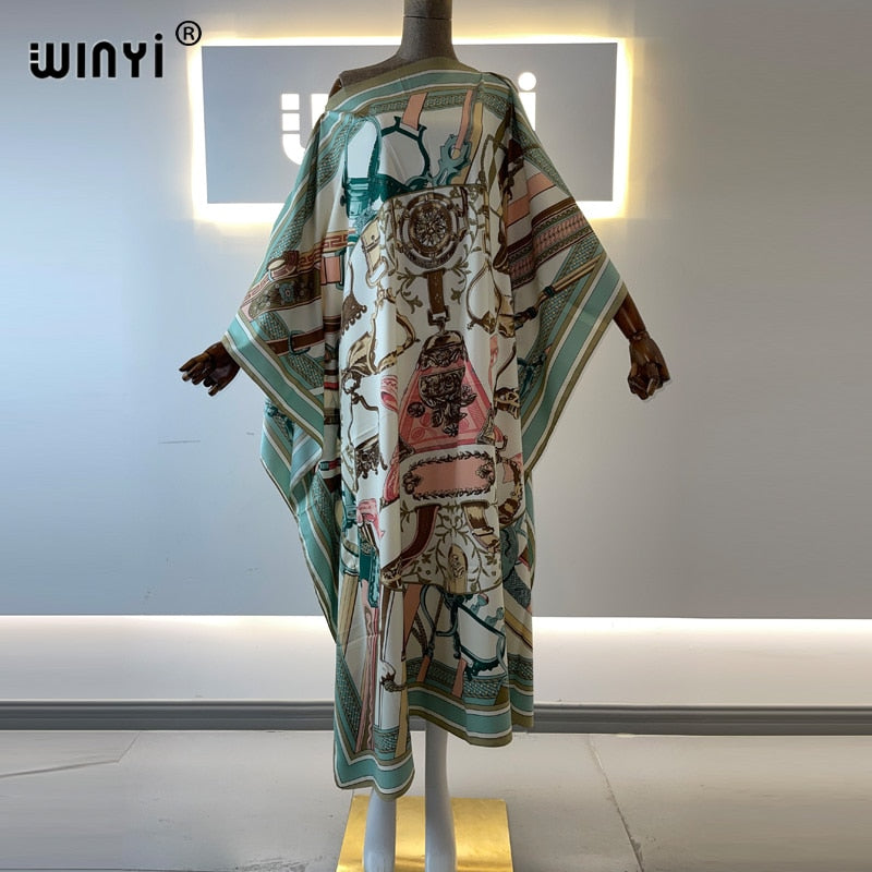 Africa Silk Kaftan Maxi Dress