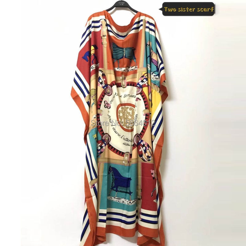 Africa Silk Kaftan Maxi Dress