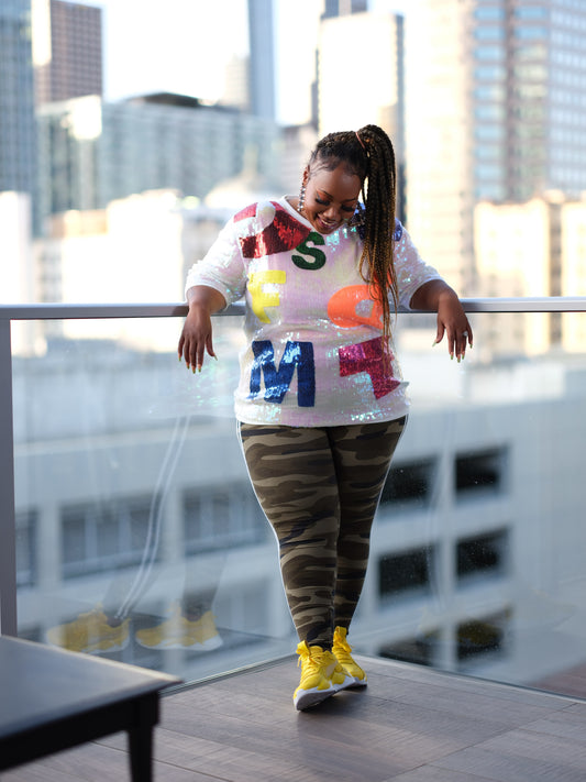 Alphabet Sequins Shirt