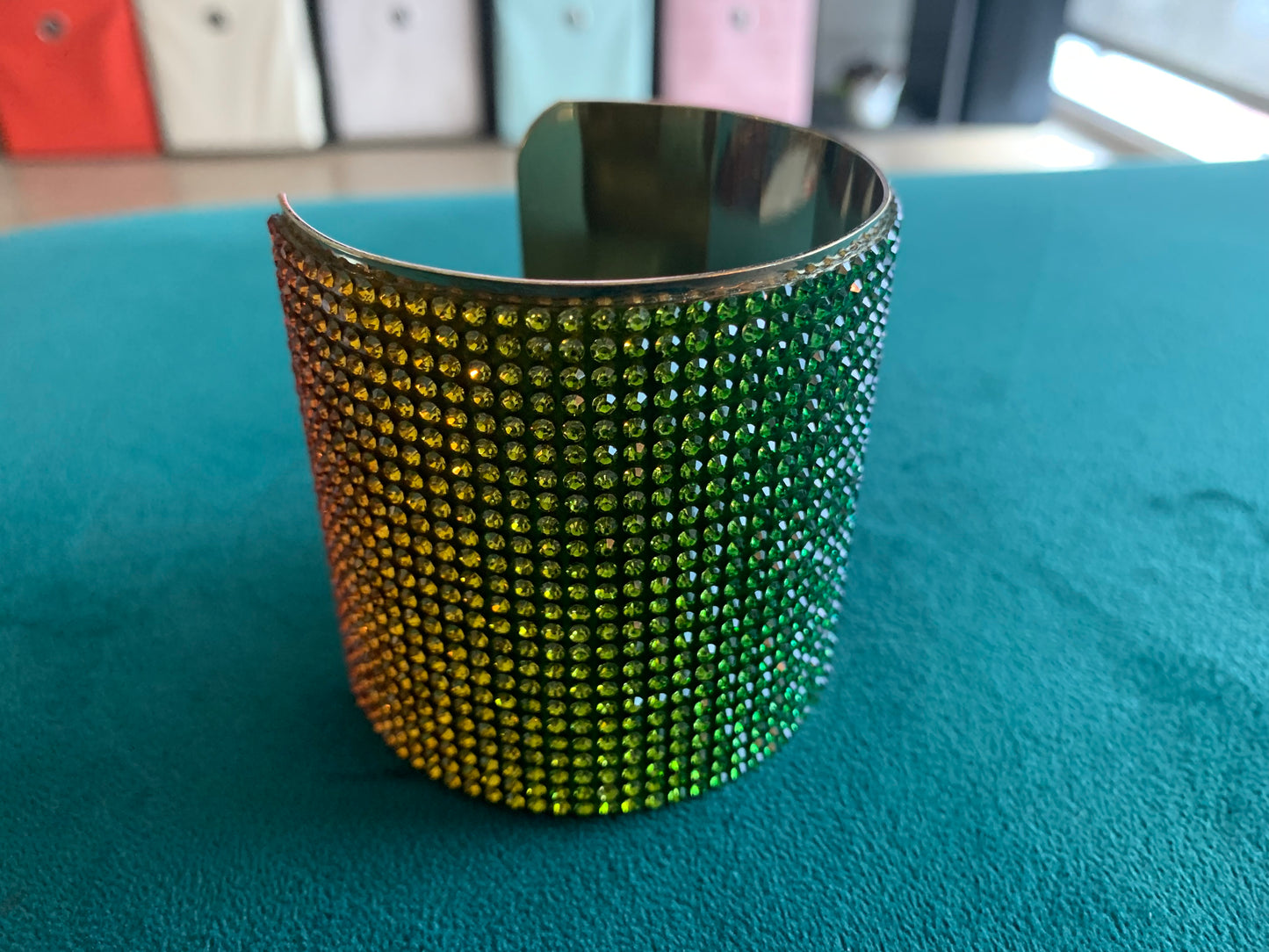 Rainbow Rhinestone Cuff Bracelet