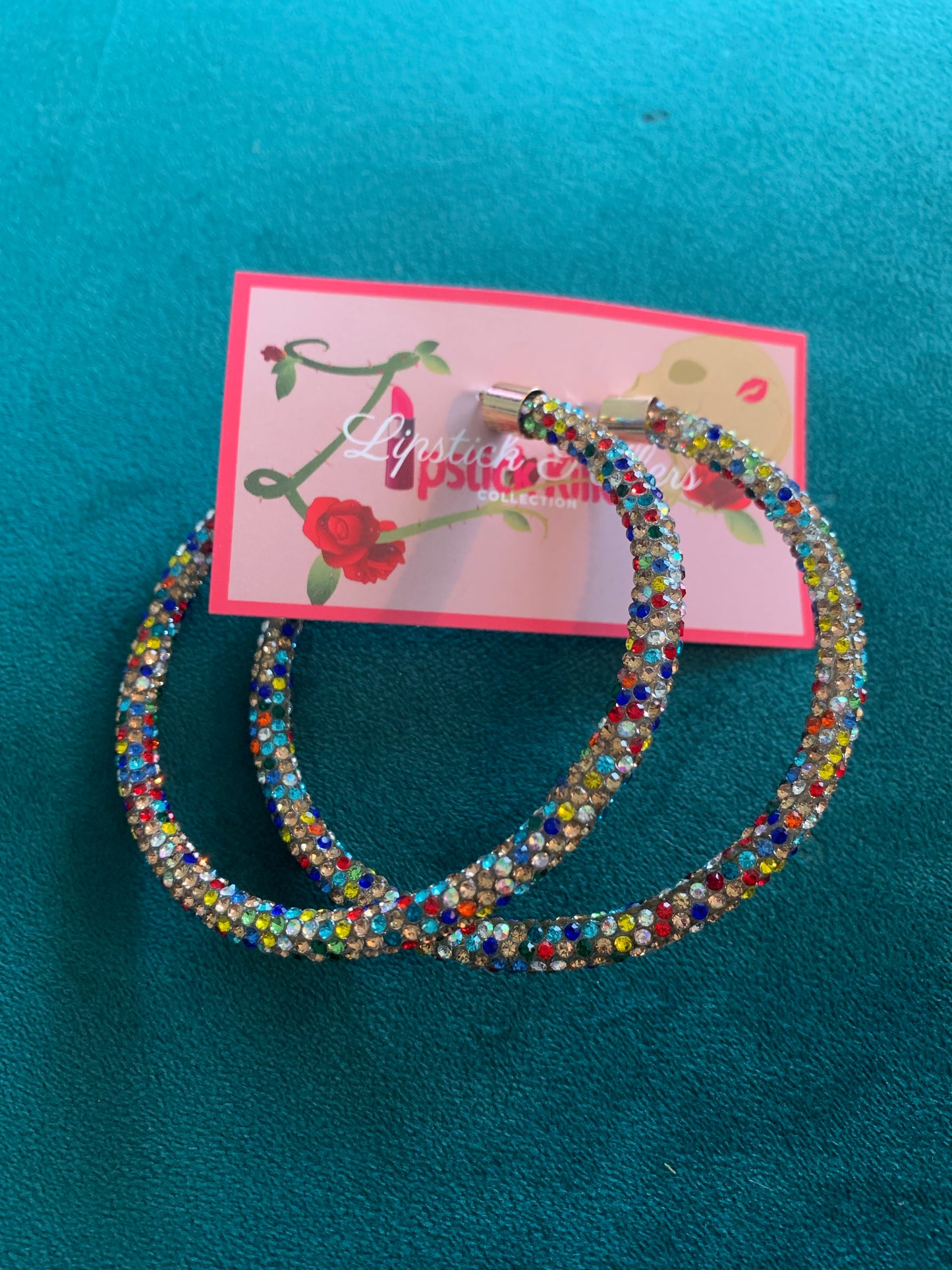 Multi Color Rhinestone Tube Hoops