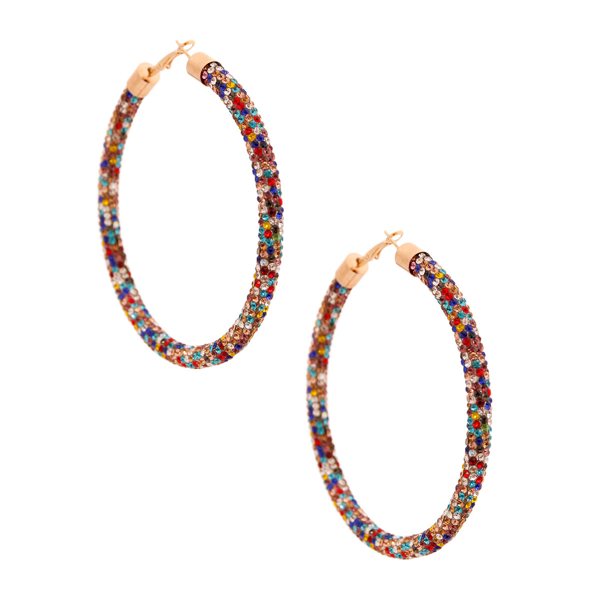 Multi Color Rhinestone Tube Hoops