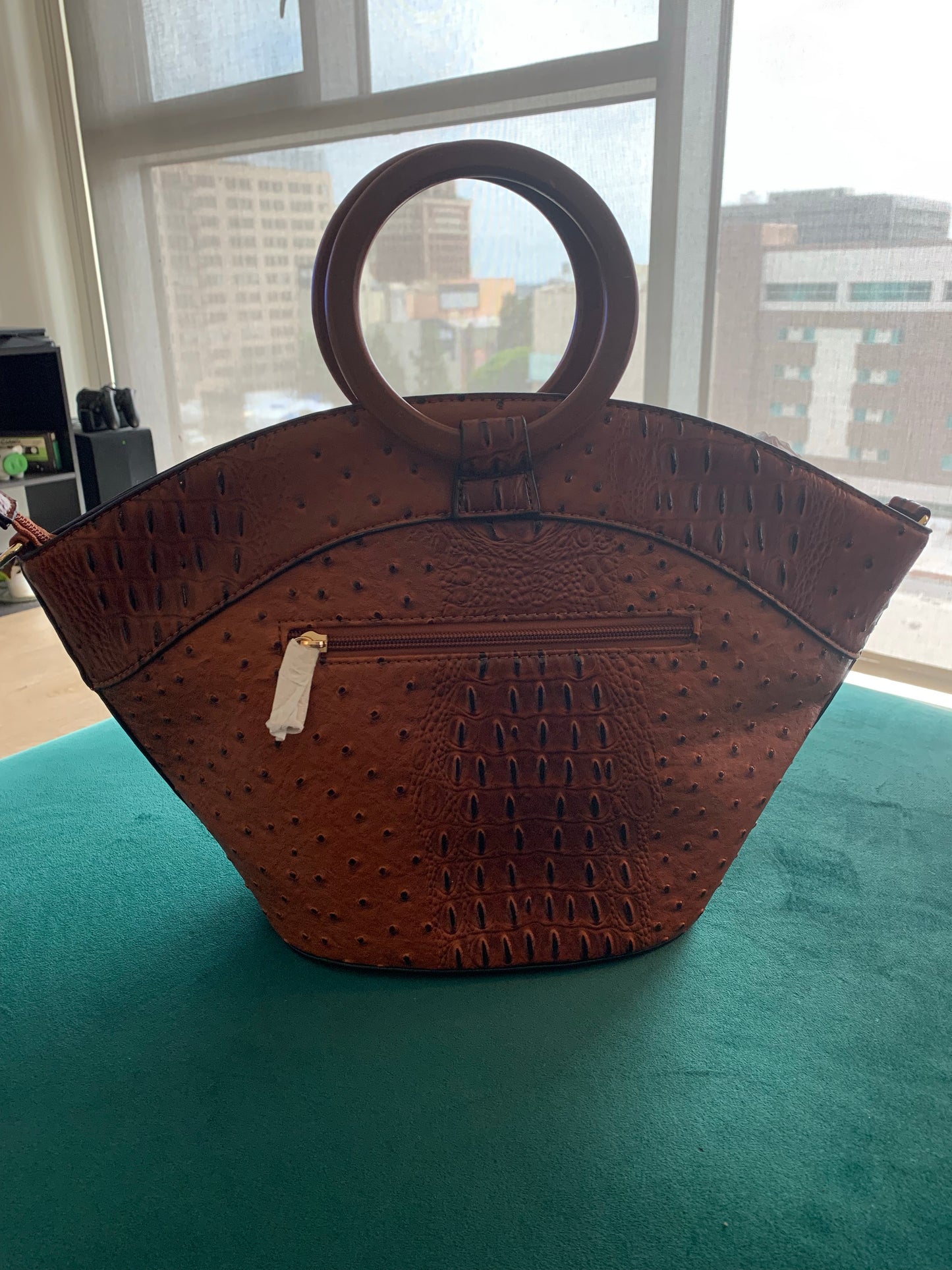 Brown Multi Vegan Bangle Handle Bag
