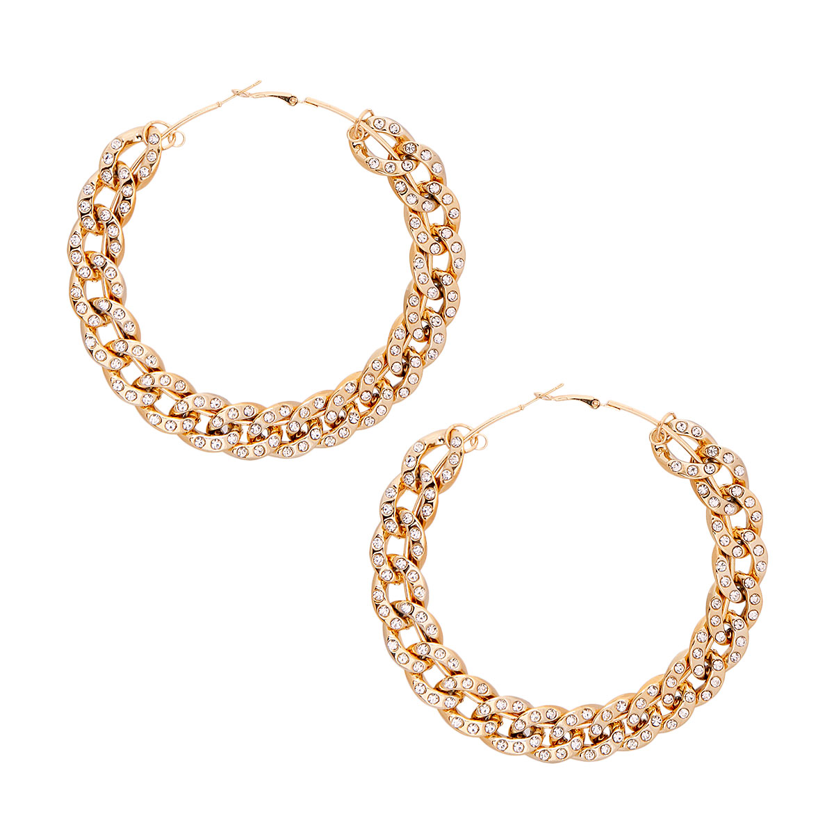 Jumbo Gold Pave Wire Hoops