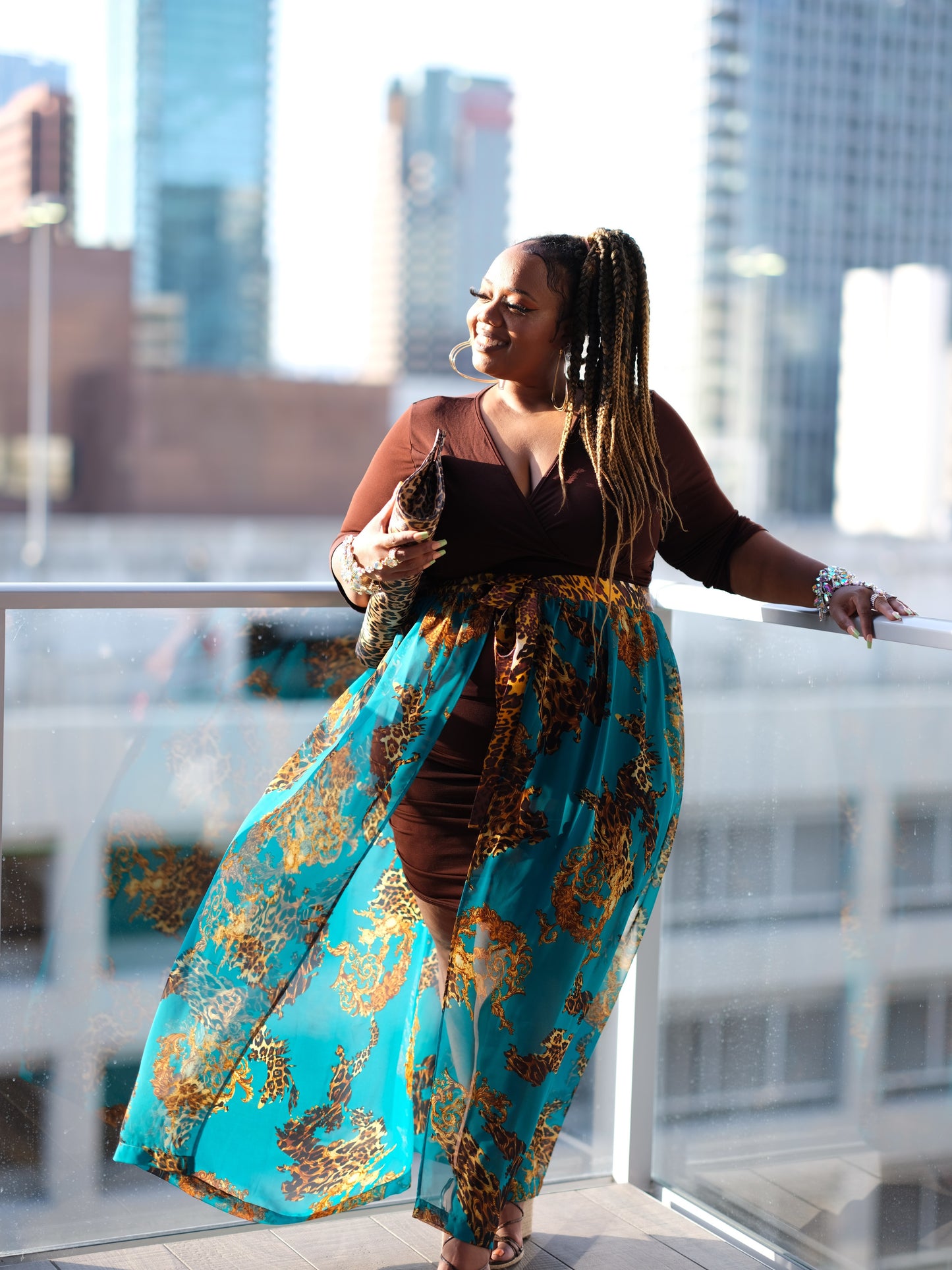 Teal Sheer Print Tail