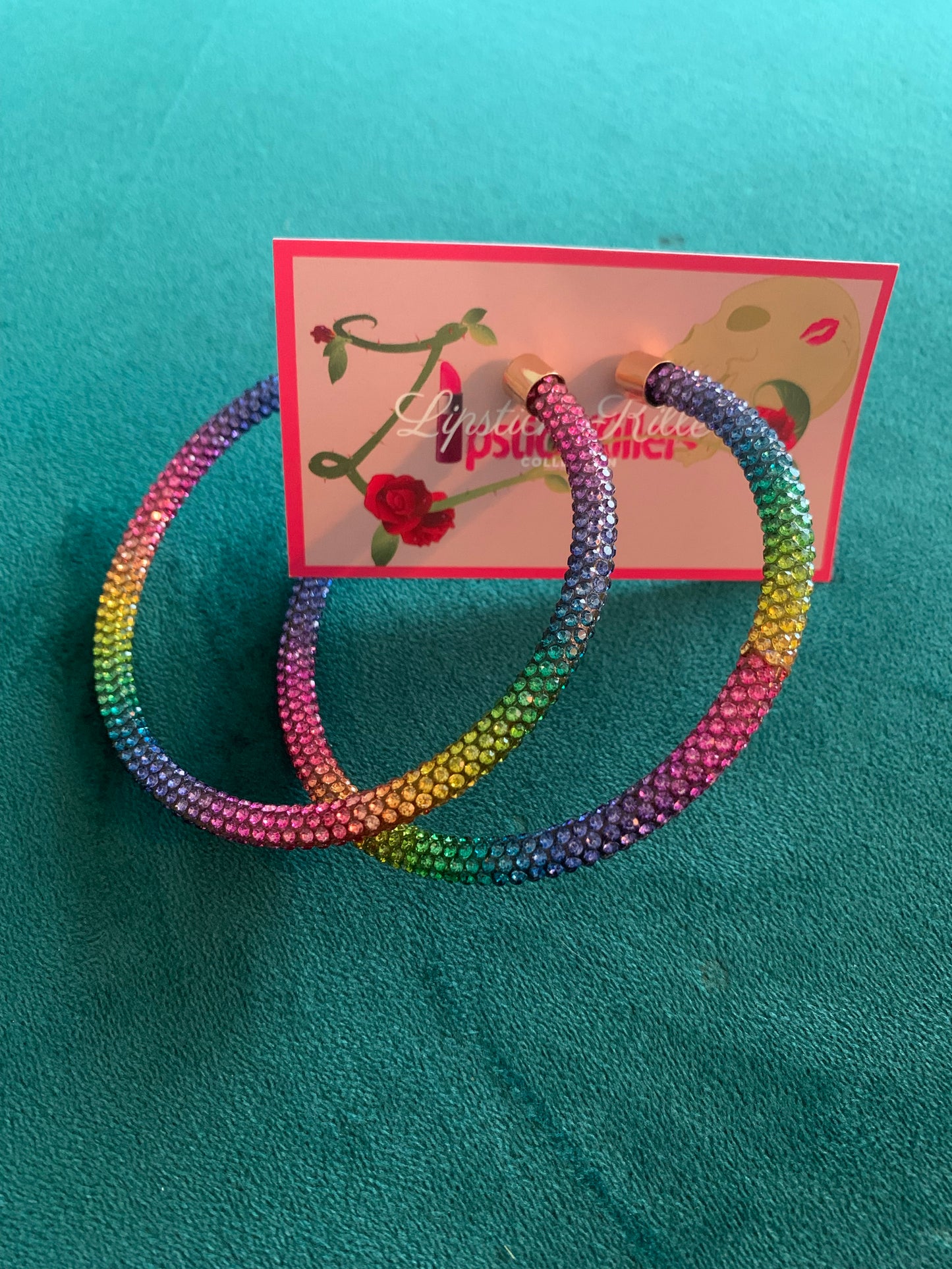 Multi Color Rhinestone Tube Hoops