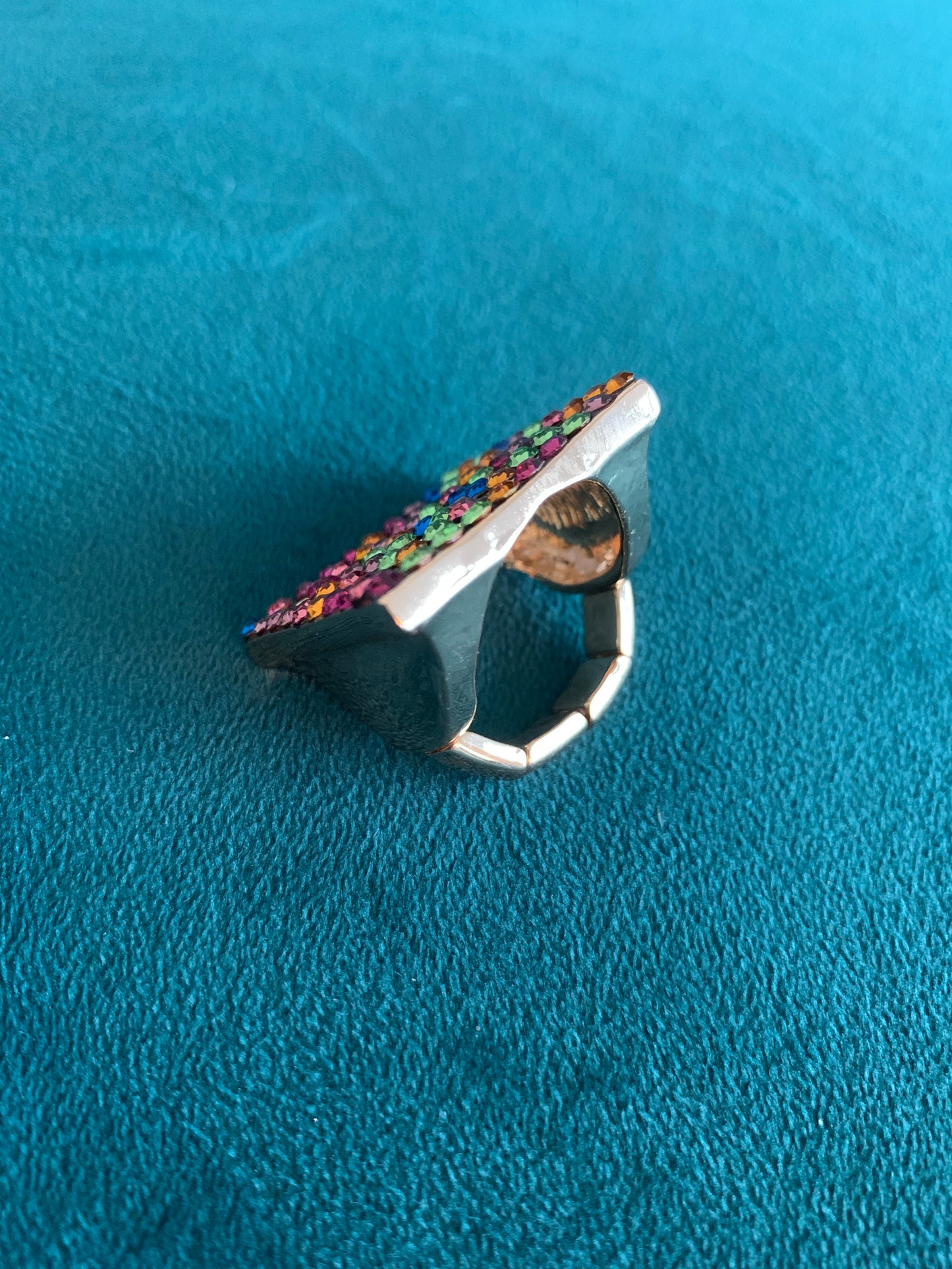Multi Color Square Biz Gold Ring