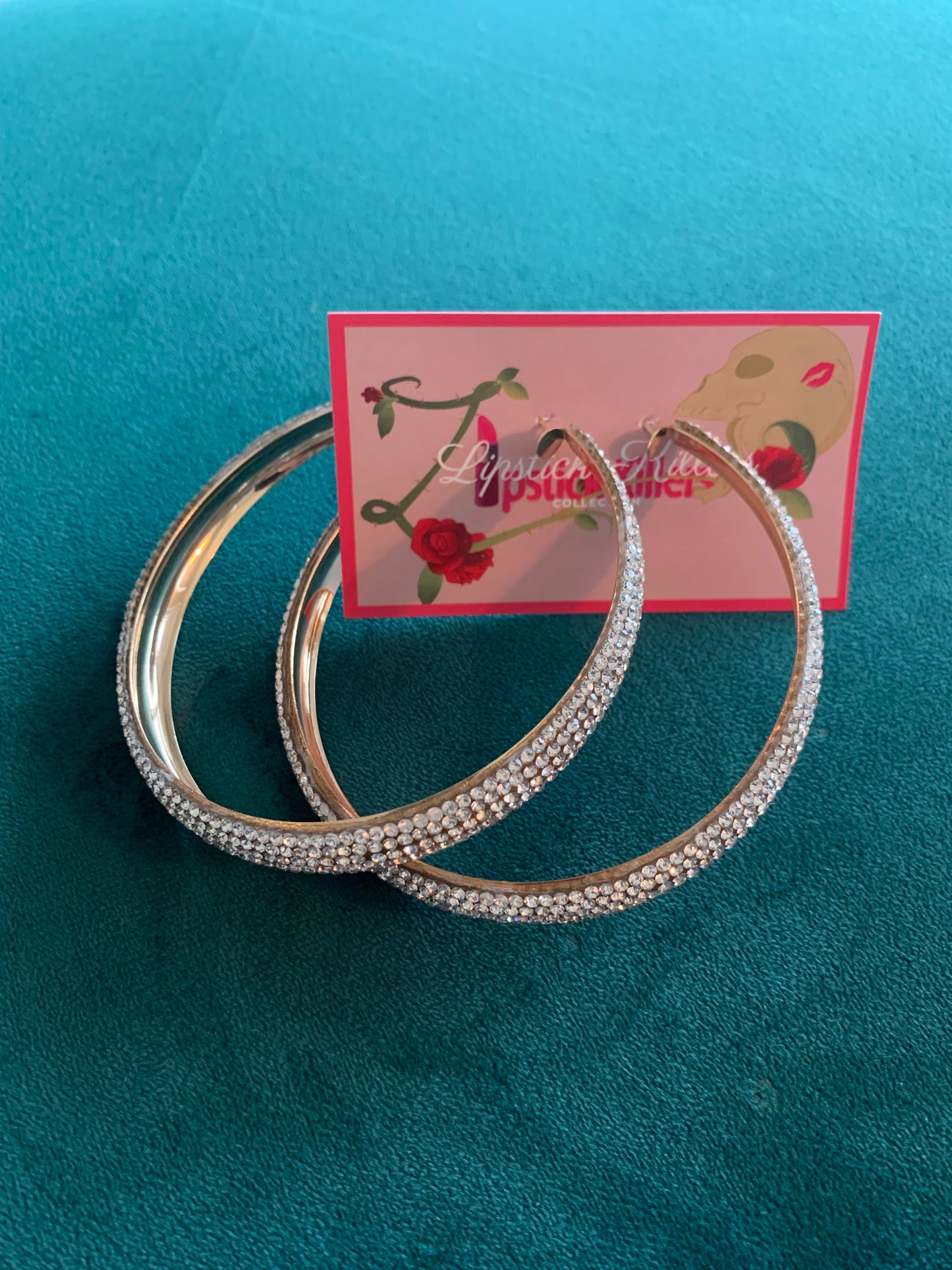 Multi Color Lined Rhinestone Hoops