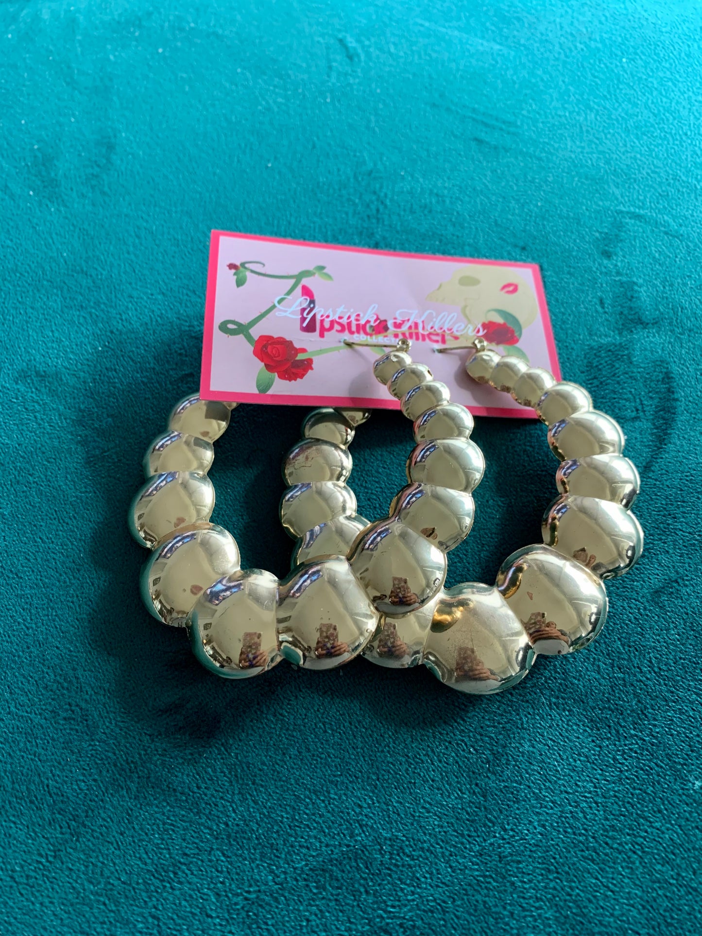 Gold Circle Round Retro Hoops