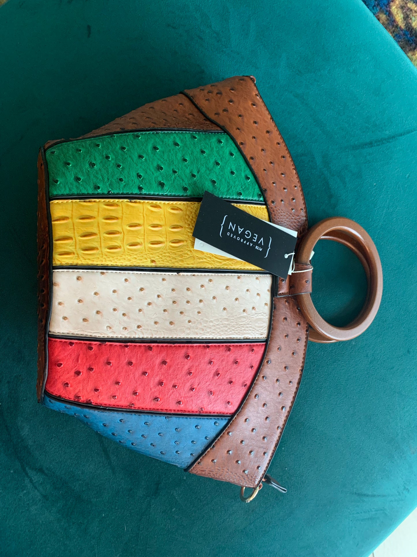 Brown Multi Vegan Bangle Handle Bag