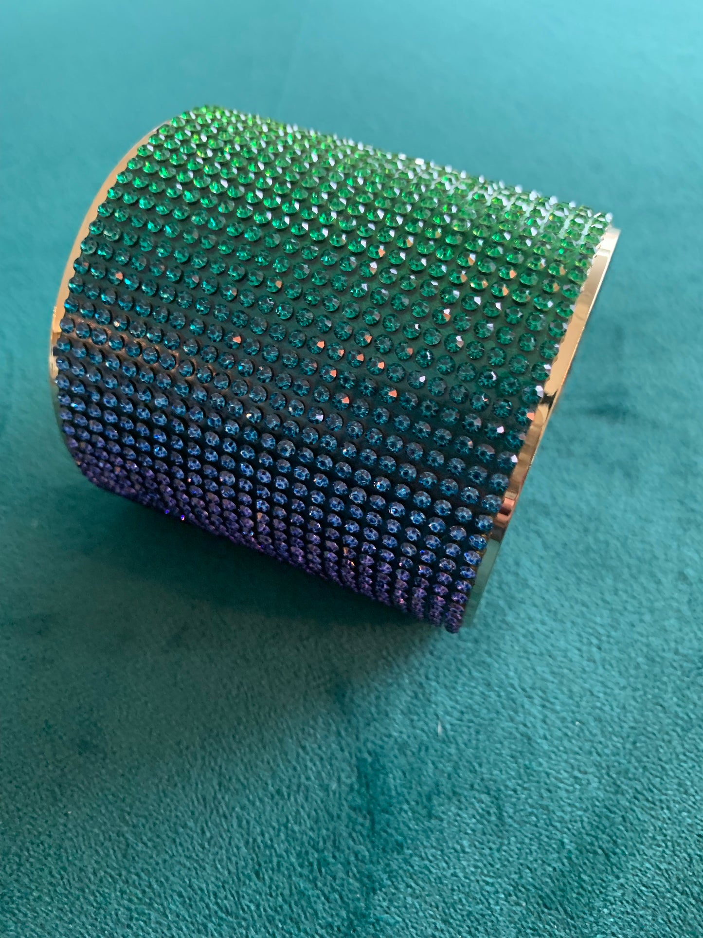 Rainbow Rhinestone Cuff Bracelet