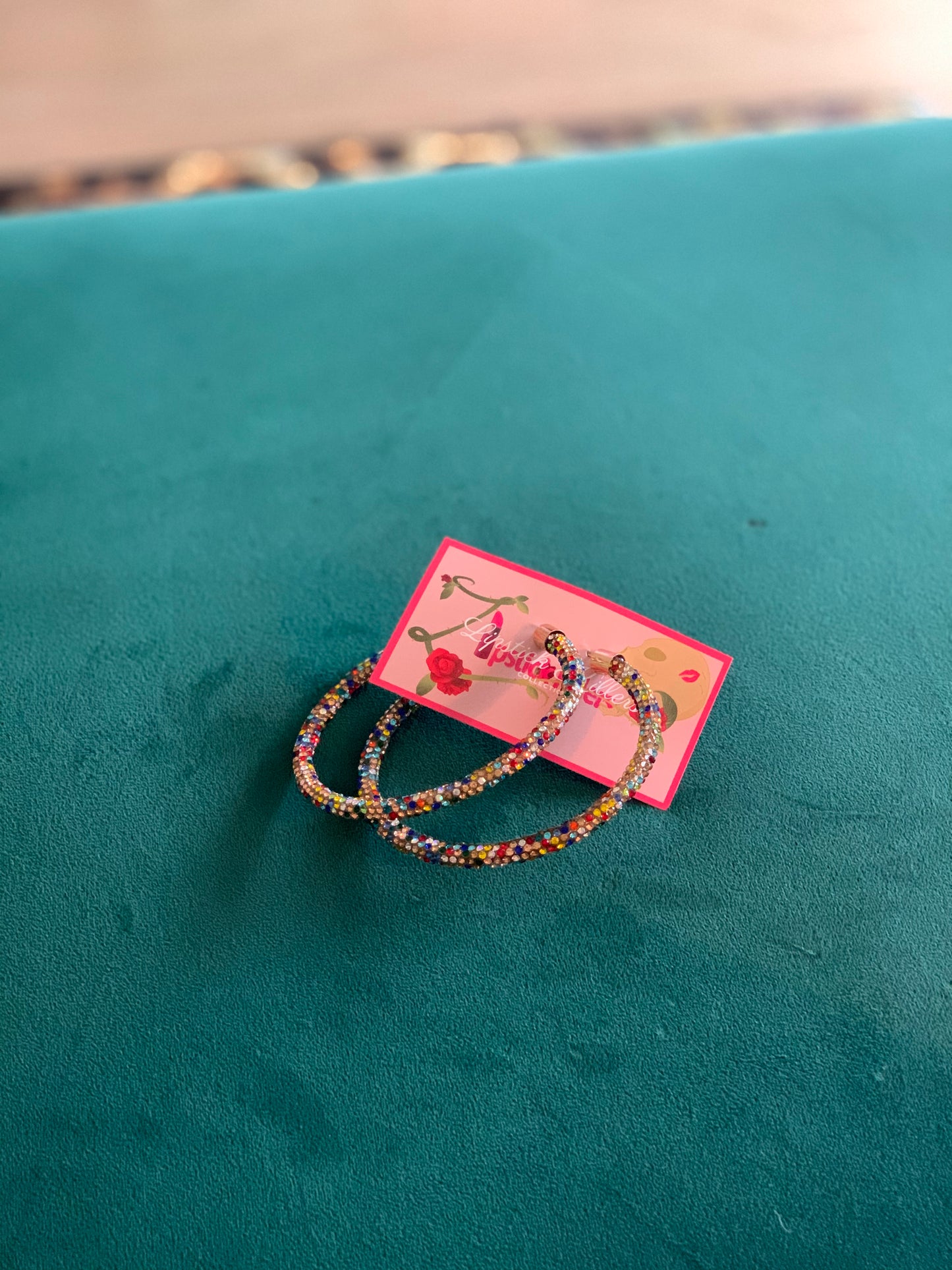 Multi Color Rhinestone Tube Hoops