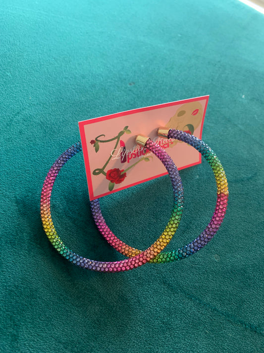 Multi Color Rhinestone Tube Hoops