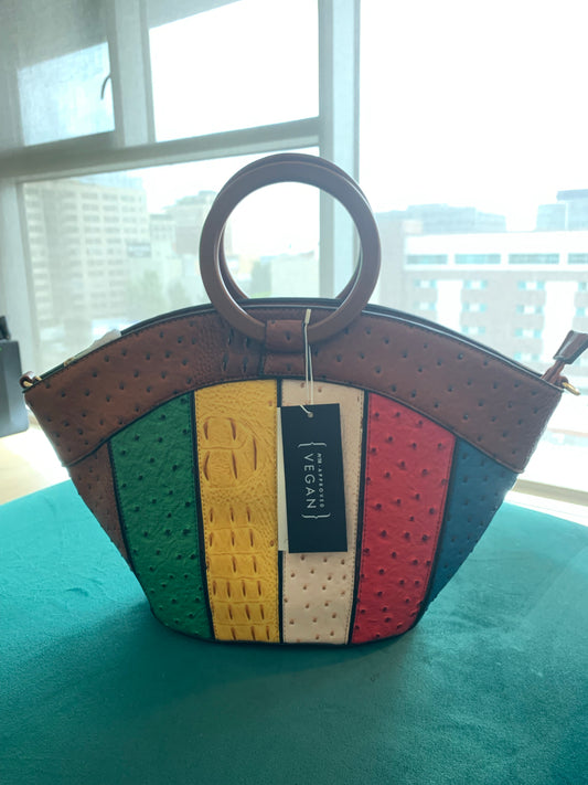 Brown Multi Vegan Bangle Handle Bag