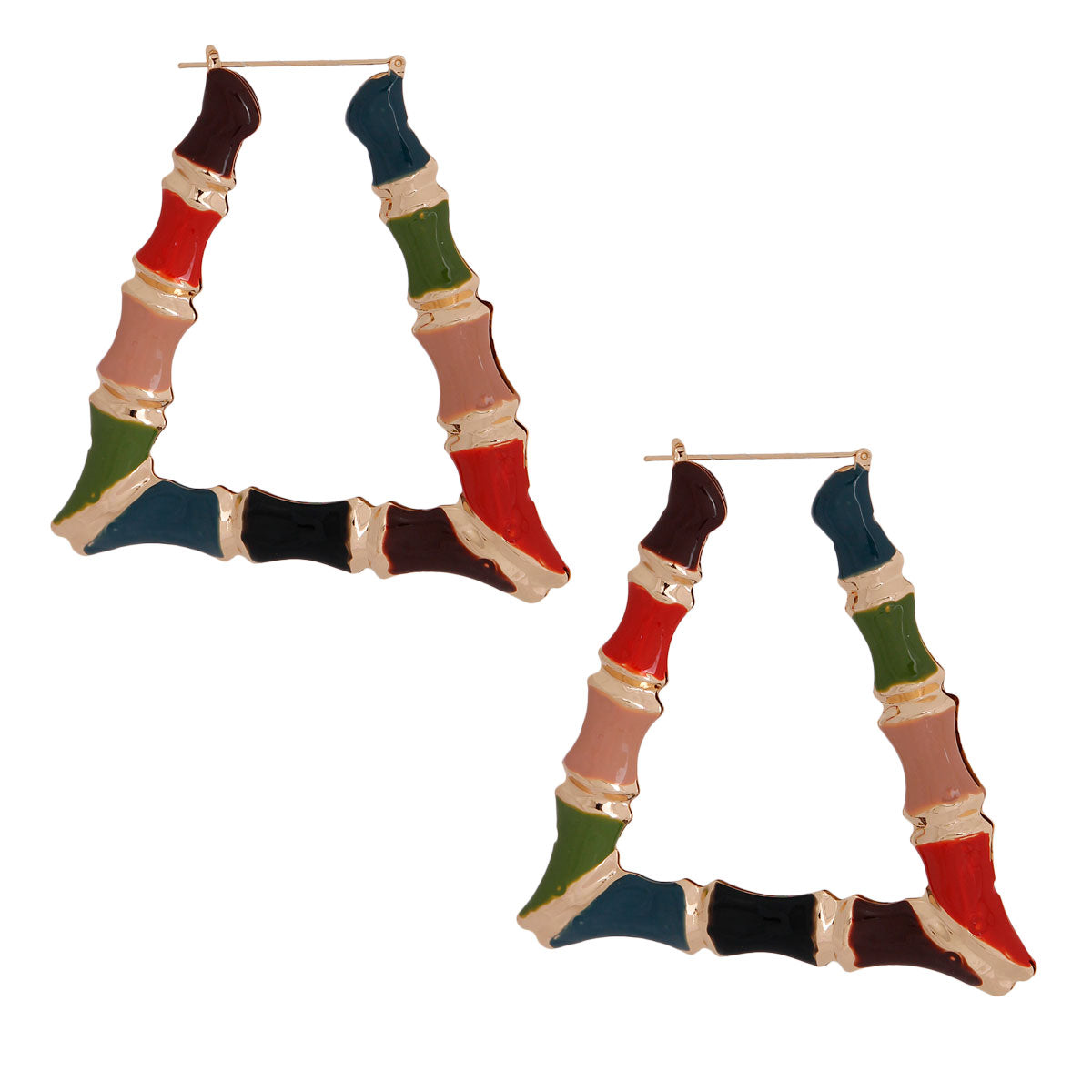 Multi Color Trapezoid Bamboo Hoops – Lipstick Killers