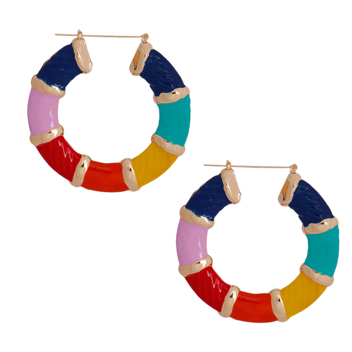 Multi Color Trapezoid Bamboo Hoops – Lipstick Killers