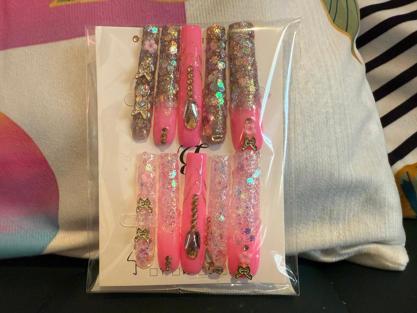 Extra Long Hot Pink Goddess 10pcs Nail Set