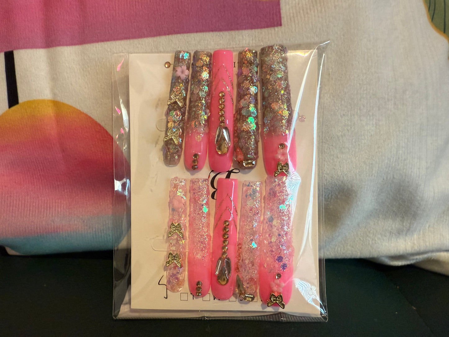 Extra Long Hot Pink Goddess 10pcs Nail Set