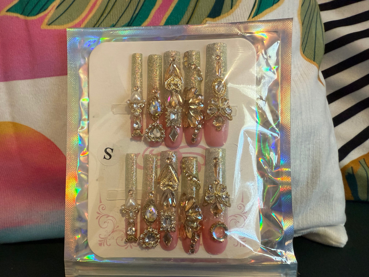 Extra Long Light Pink Goddess 10pcs Nail Set