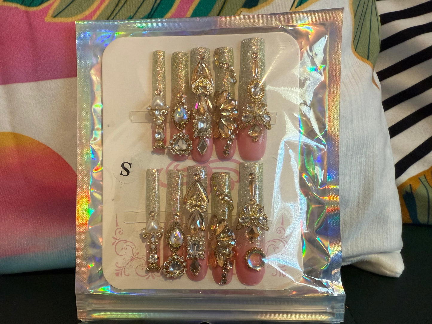 Extra Long Light Pink Goddess 10pcs Nail Set