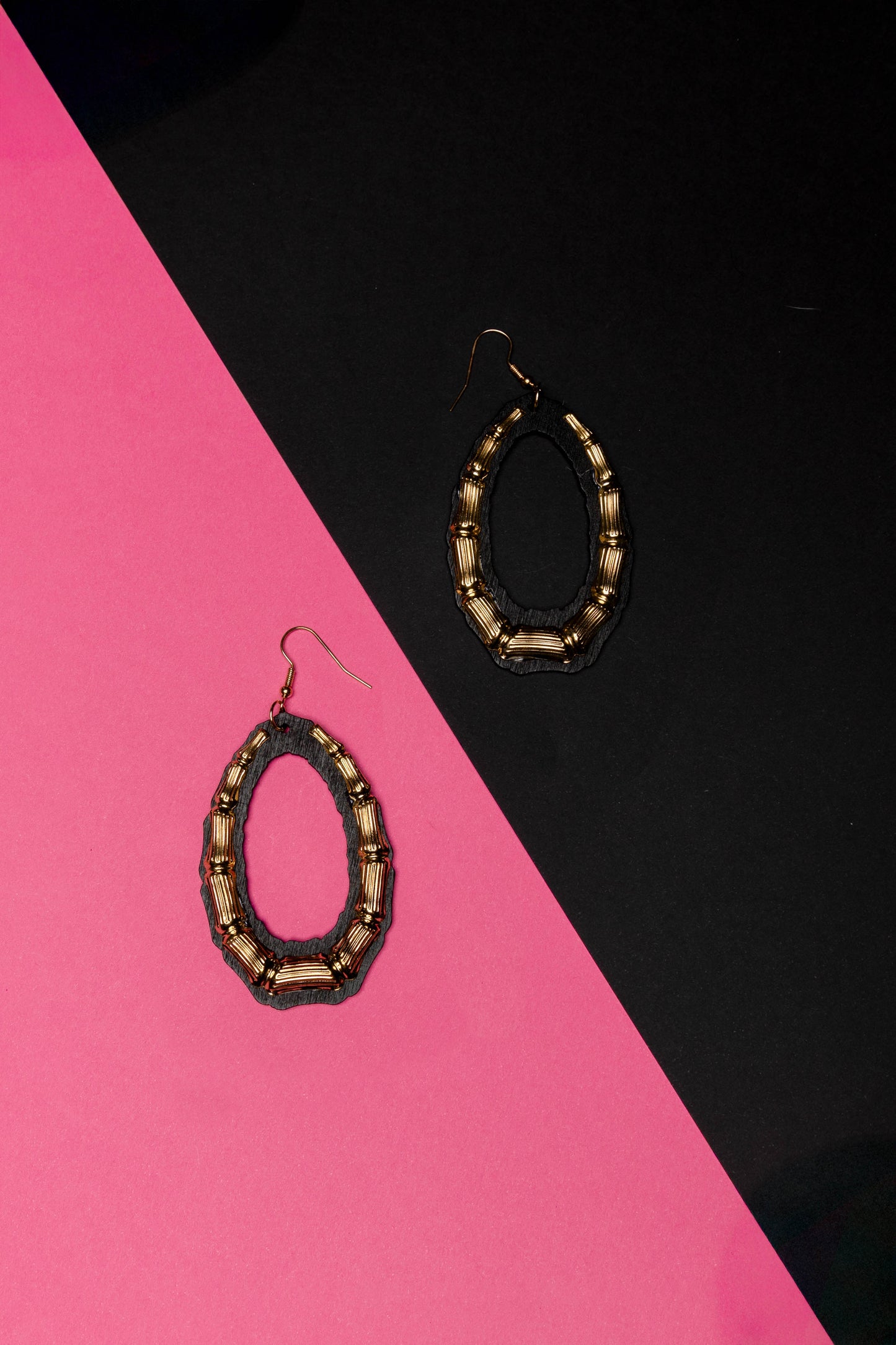 Wooden Bamboo Teardrop Earrings