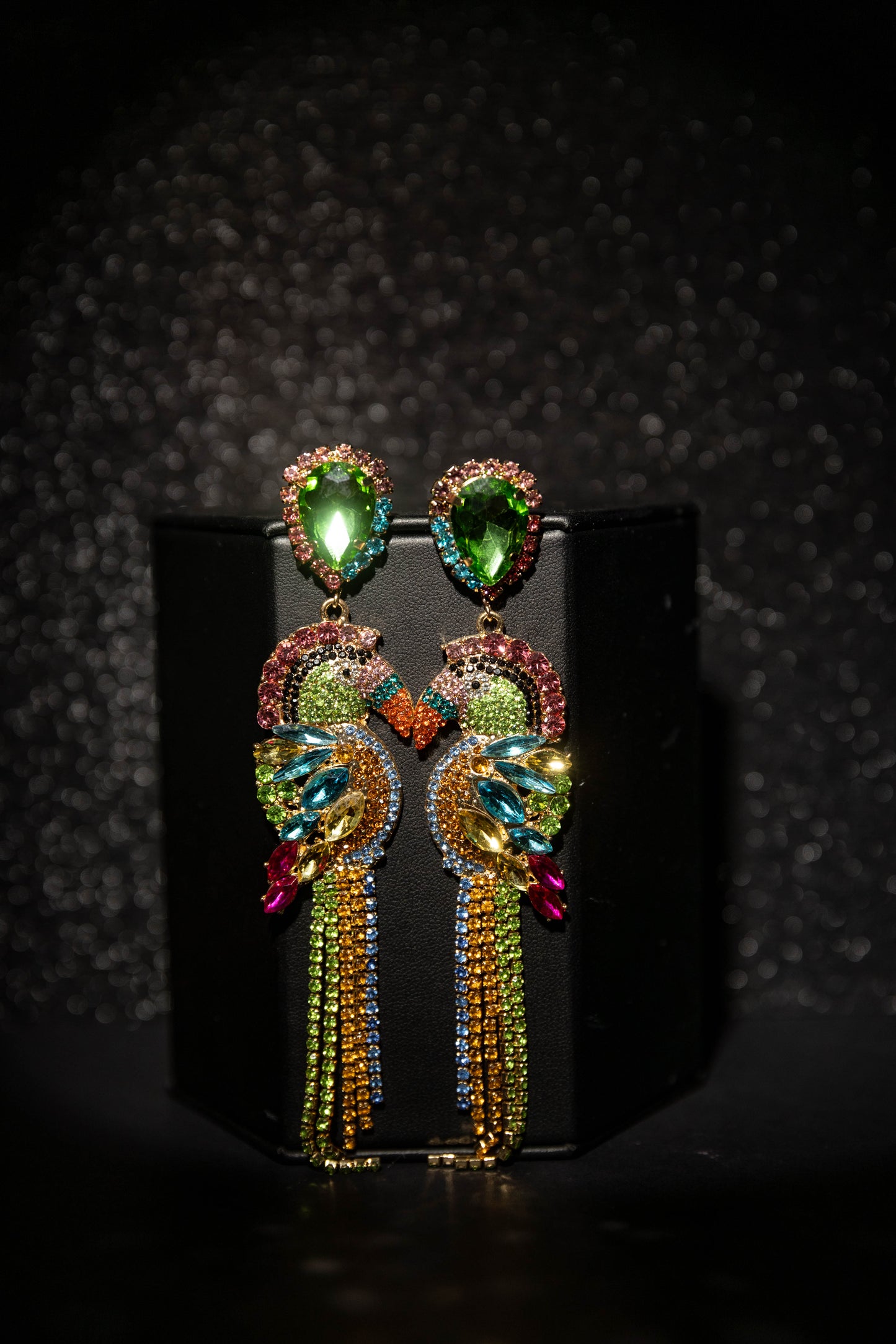 Rhinestone Birdie Chandelier Earrings