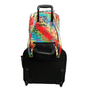Multi Color Graffiti Trolley Sleeve Backpack