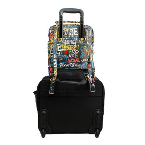 Black Graffiti Trolley Sleeve Backpack