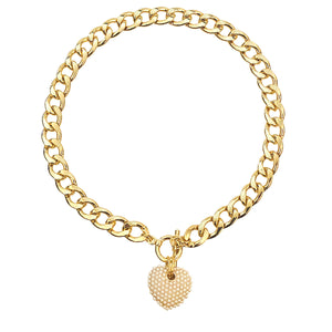 Open image in slideshow, Cream Pearl Heart Toggle Necklace
