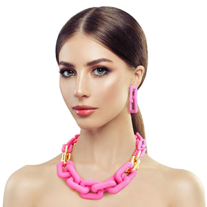 Open image in slideshow, Pink Rubber Rectangle Link Chain
