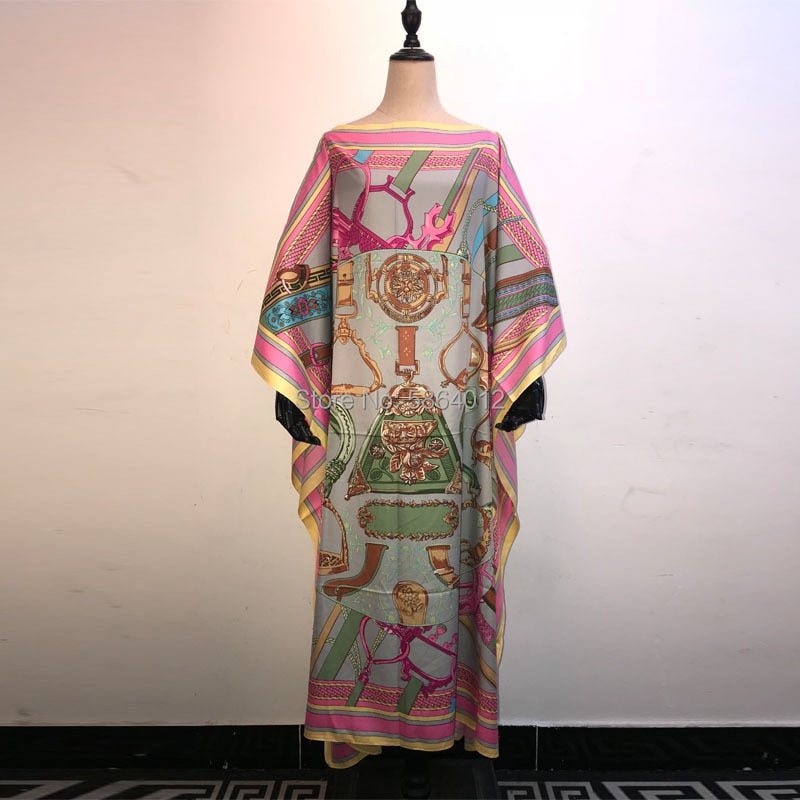 Africa Silk Kaftan Maxi Dress