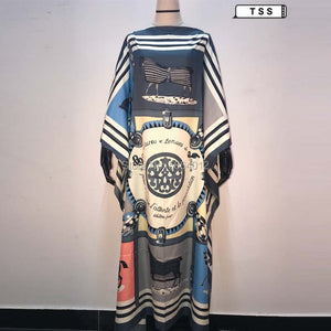 Open image in slideshow, Africa Silk Kaftan Maxi Dress
