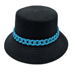 Blue Chain Black Bucket Hat