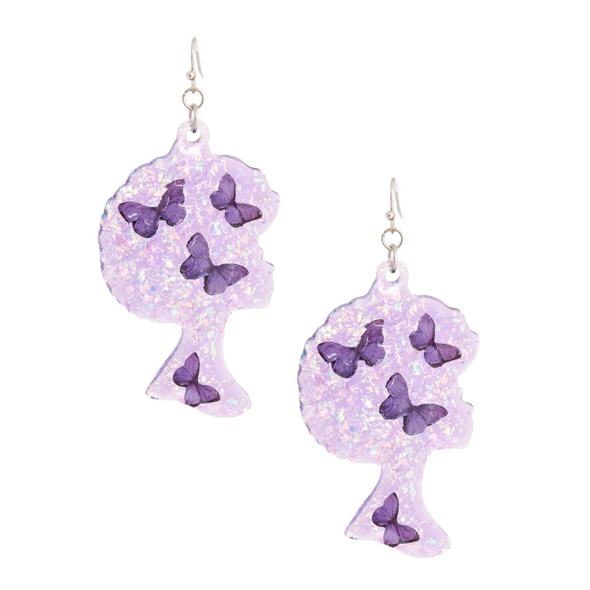 Purple Afro Butterfly Earrings