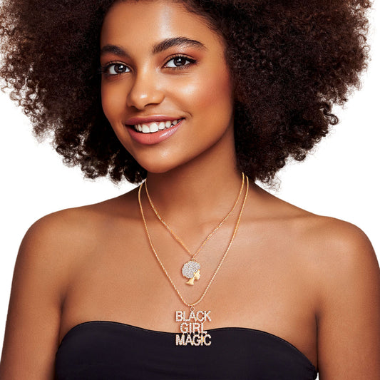 Gold Double Chain Black Girl Magic Necklace