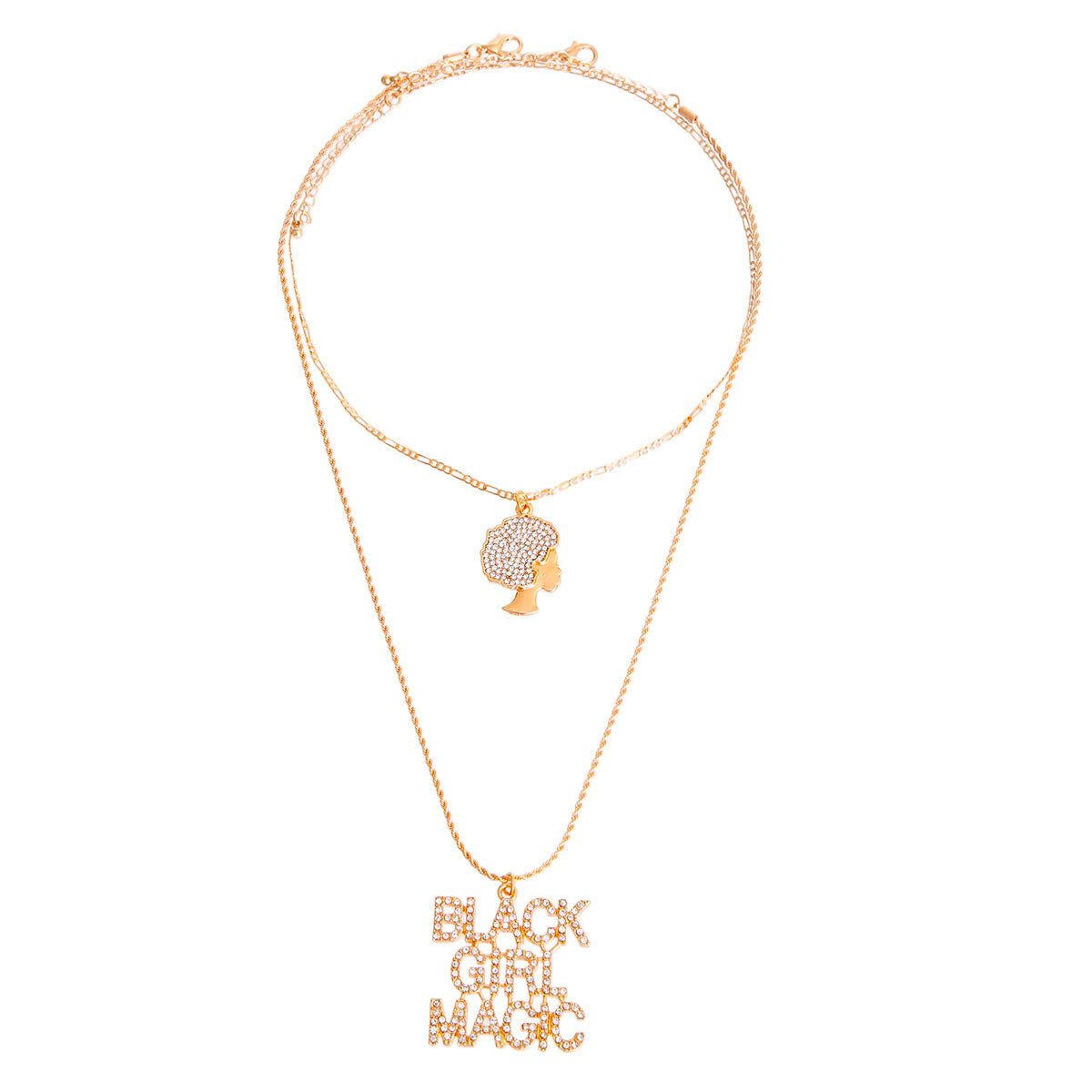 Gold Double Chain Black Girl Magic Necklace