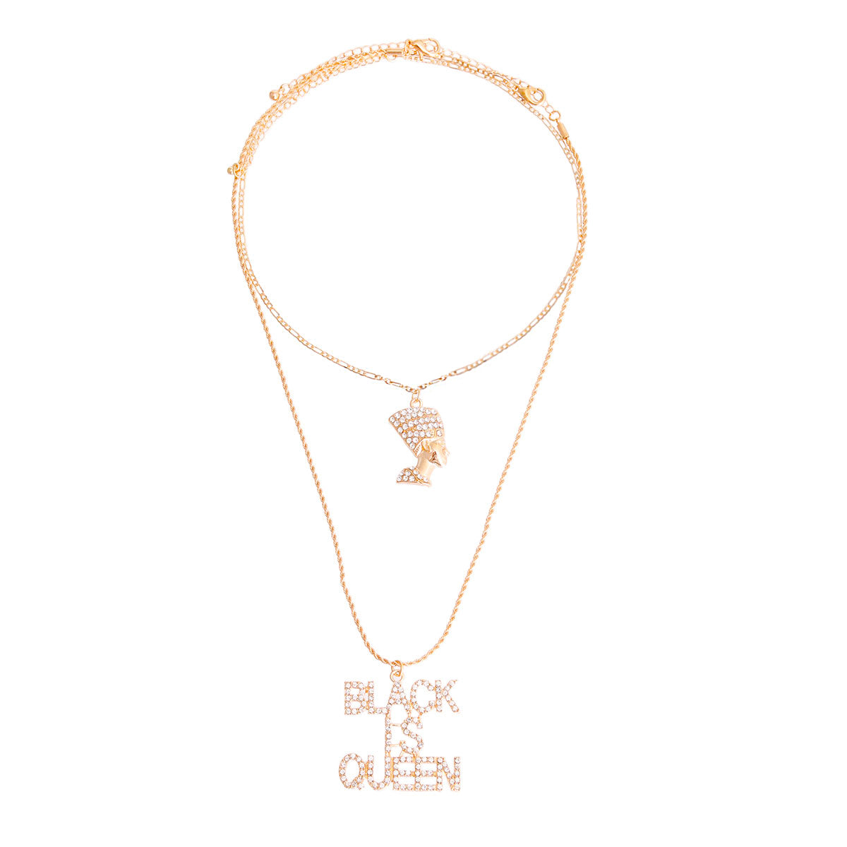 Gold Double Chain Black is Queen Necklace
