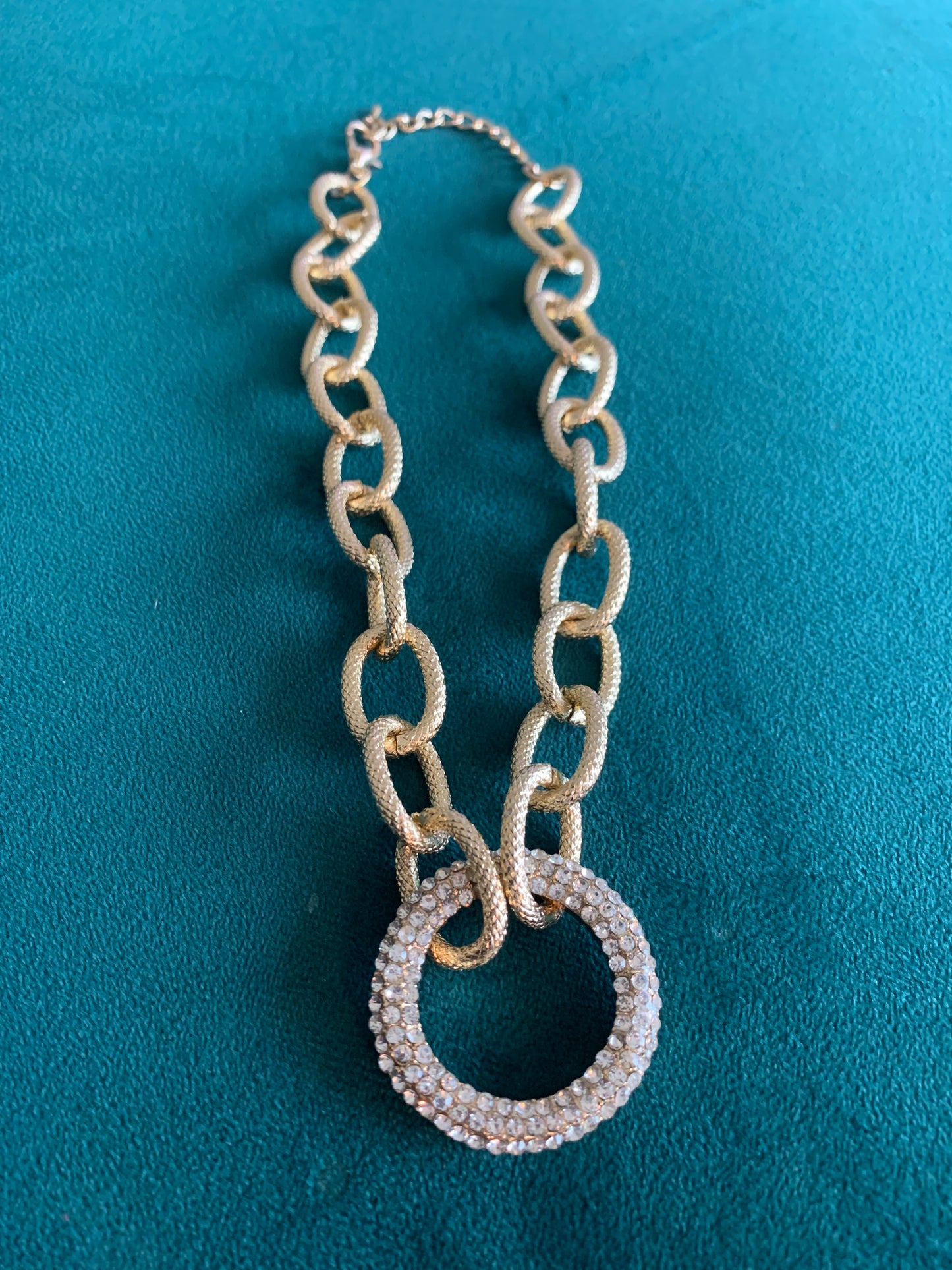 Textured Gold Chain Pave Necklace