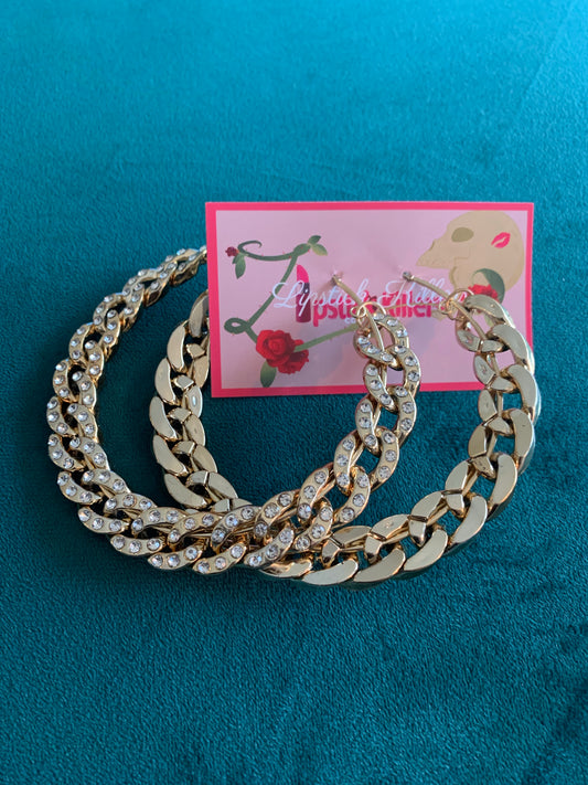 Jumbo Gold Pave Wire Hoops