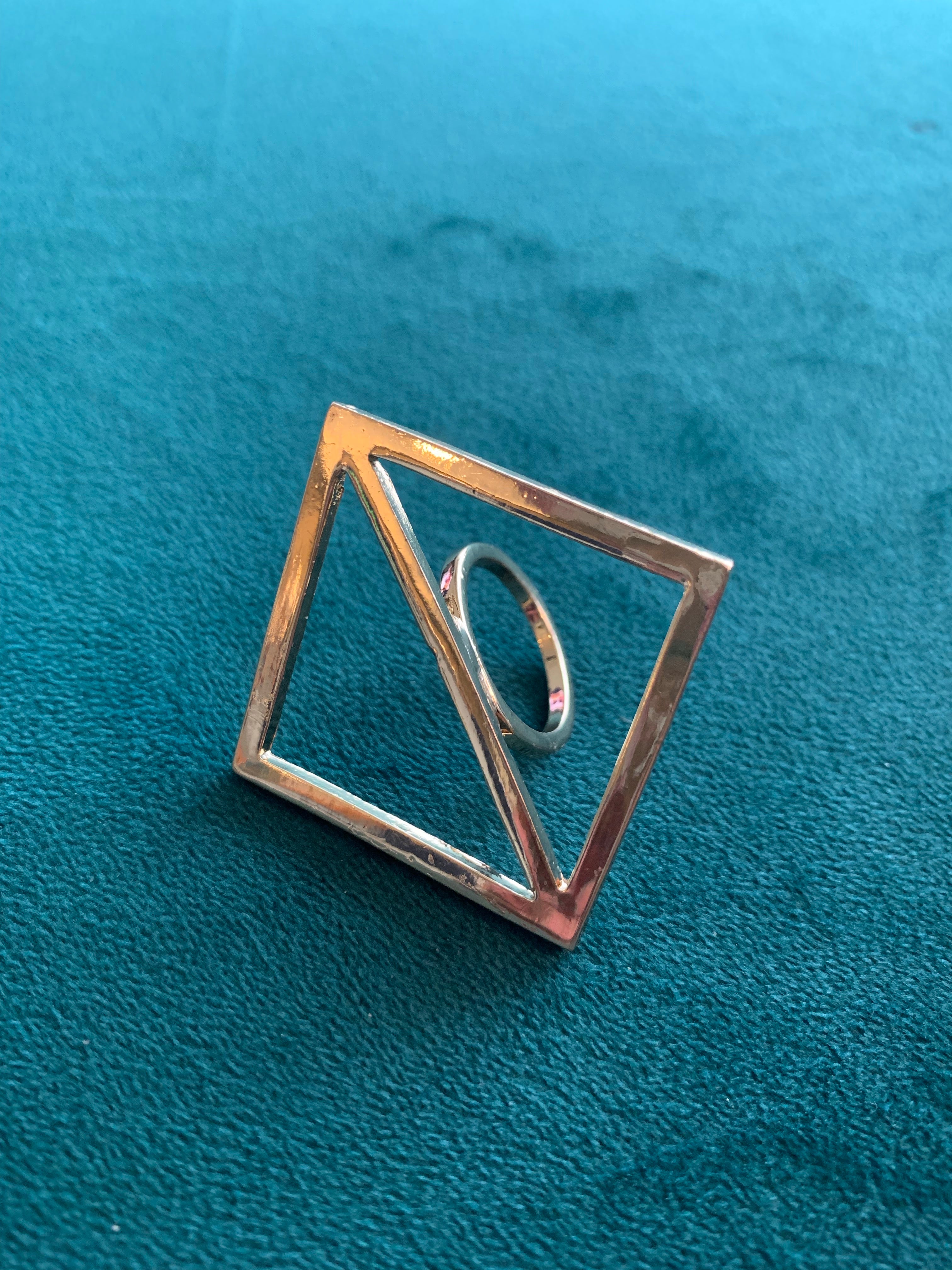 Gold Metal Square Ring