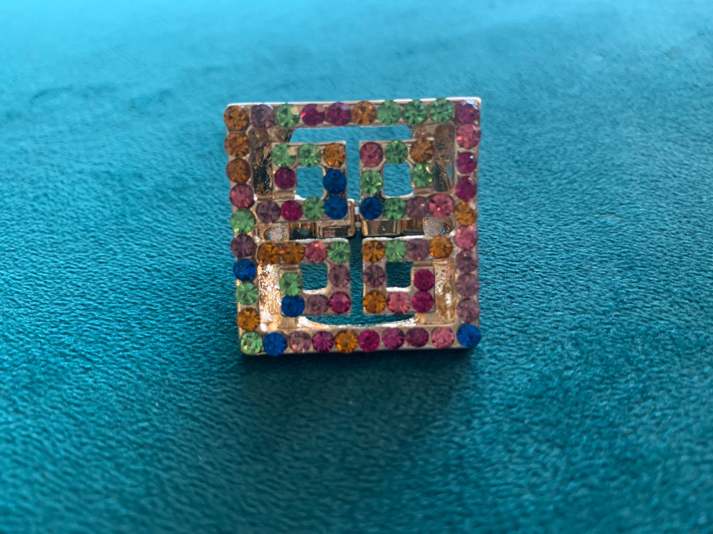 Multi Color Square Biz Gold Ring