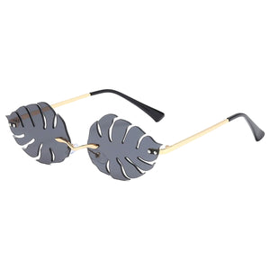 Black Leaf Shape Rimless Sunglasses