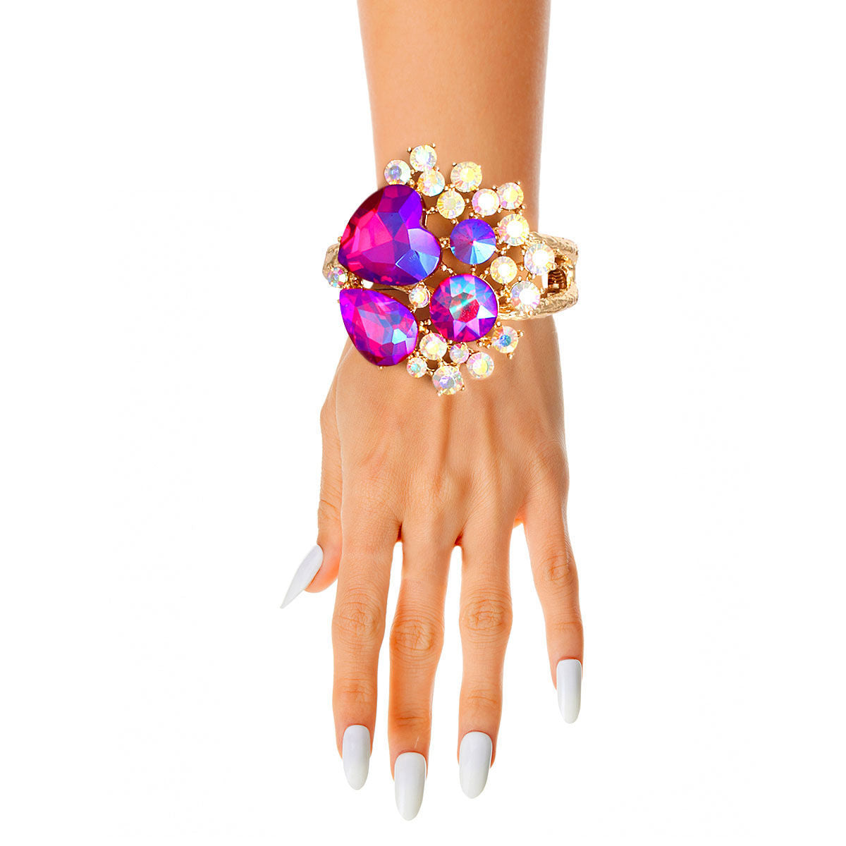 A Full Heart Iridescent Purple Crystal Cuff