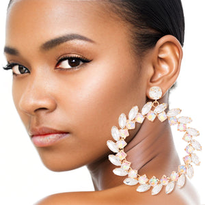 Open image in slideshow, XL Gold Crystal Wreath Earrings
