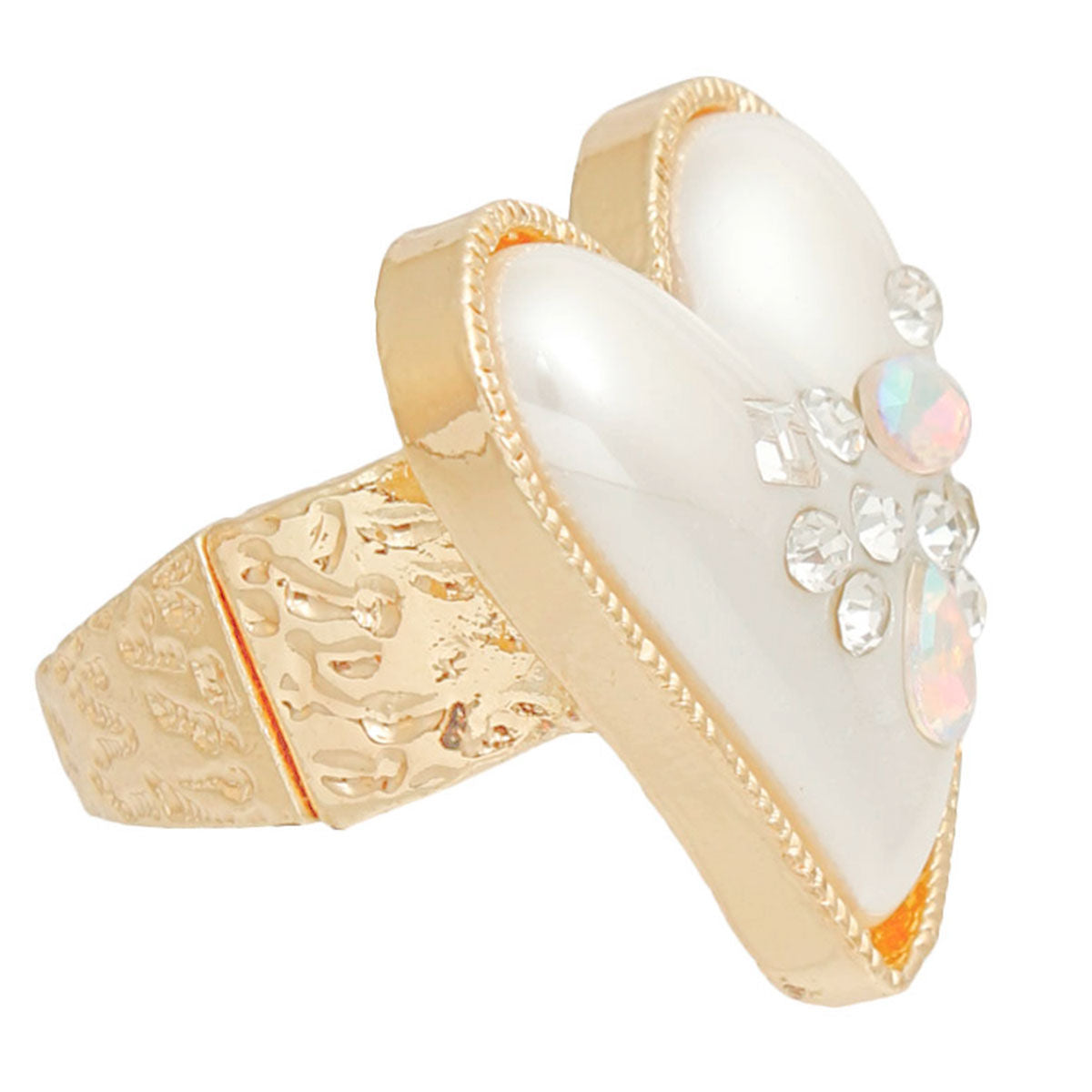 Gold Pearl Heart Ring