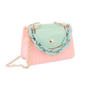 Open image in slideshow, Pink and Mint Mini Jelly Crossbody Bag
