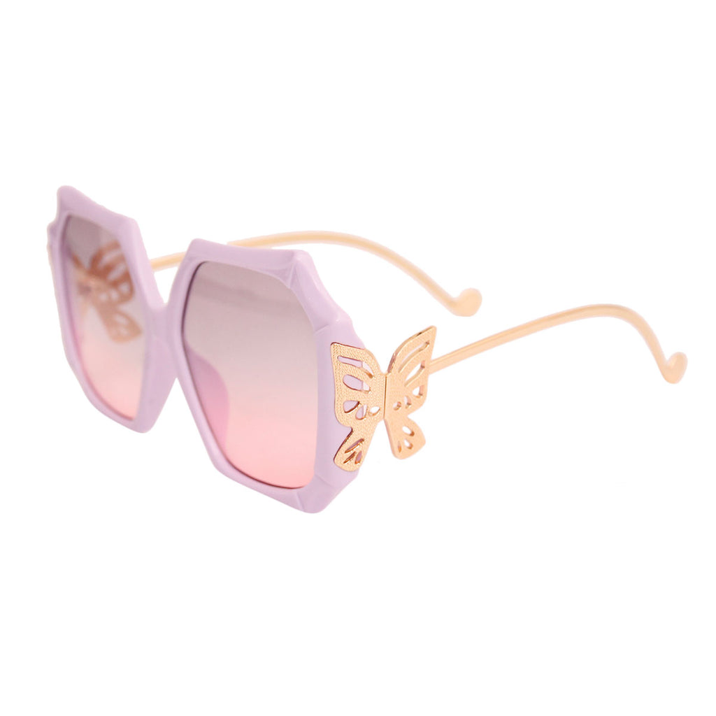 Purple Retro Square Butterfly Sunglasses